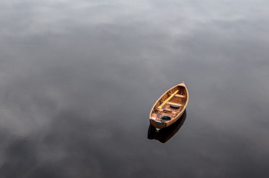 Empty boat in lake