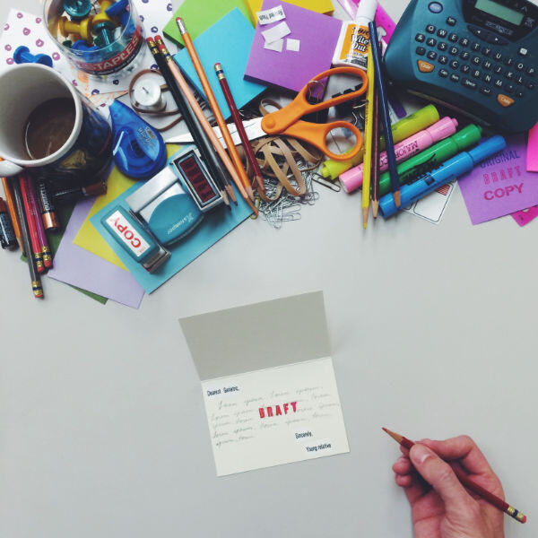 Office supplies on desk - @posesawkwardly