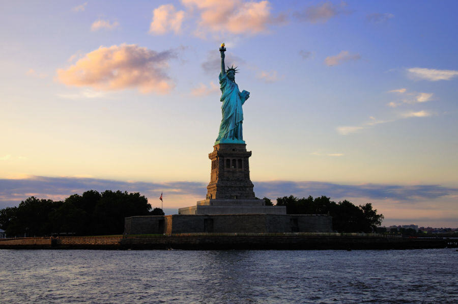Statue of Liberty at sunset