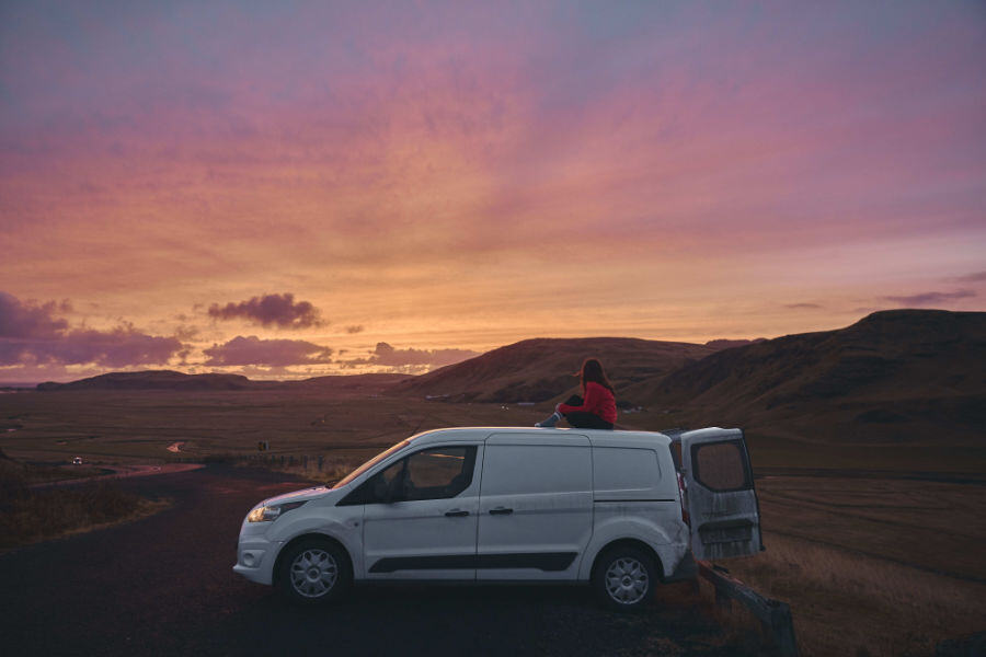 Pretty sunset on a van
