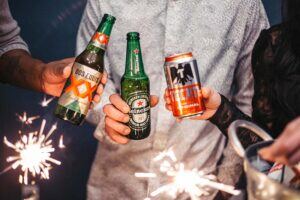 Friends cheers with beers